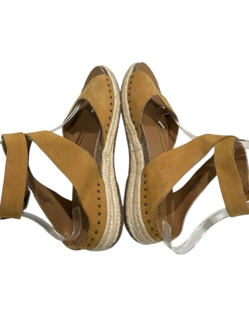 Lucky Brand Gladas Espadrille Ankle Wrap Wedge Sandal SZ‎ 8 Desert Sand